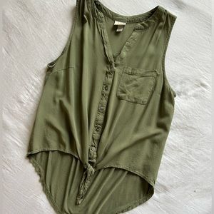 Womens Green button down tank
